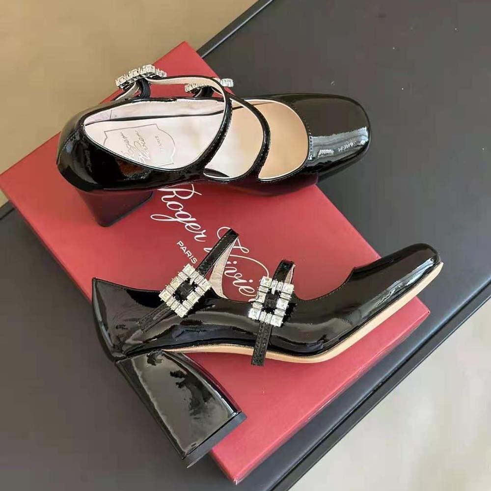 Roger Vivier Women Trés Vivier Strass Buckle Mini Babies Pumps in Patent Leather - image 6