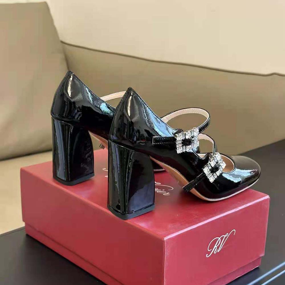 Roger Vivier Women Trés Vivier Strass Buckle Mini Babies Pumps in Patent Leather - image 7