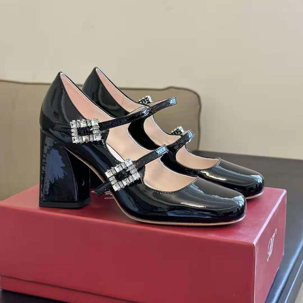 Roger Vivier Women Trés Vivier Strass Buckle Mini Babies Pumps in Patent Leather - image 4