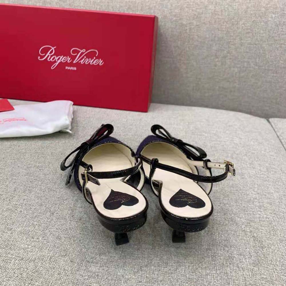 Roger Vivier Women Virgule Bow Slingback Pumps in Fabric-Black - image 6
