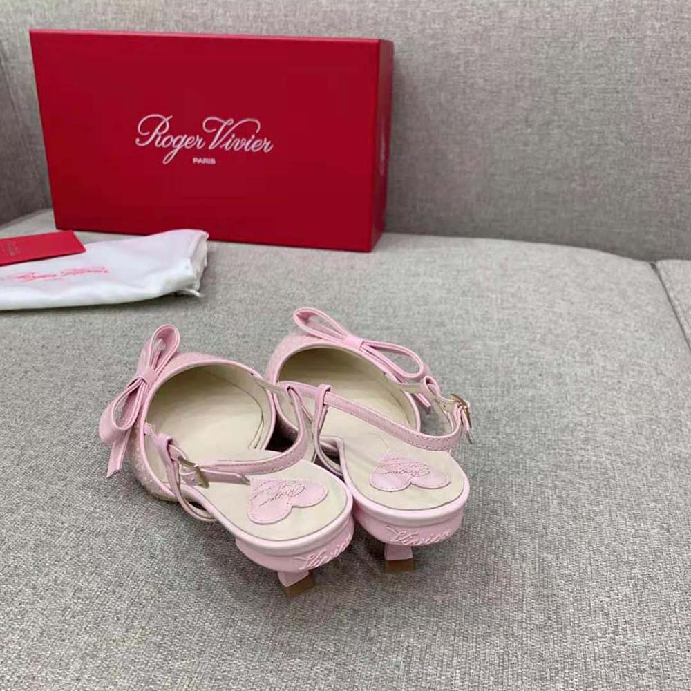 Roger Vivier Women Virgule Bow Slingback Pumps in Fabric-Pink - image 6