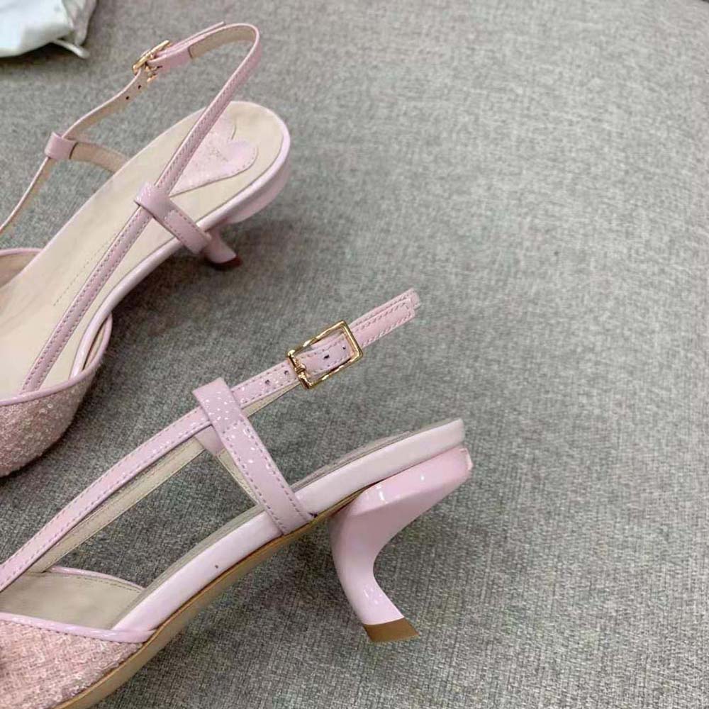 Roger Vivier Women Virgule Bow Slingback Pumps in Fabric-Pink - image 9