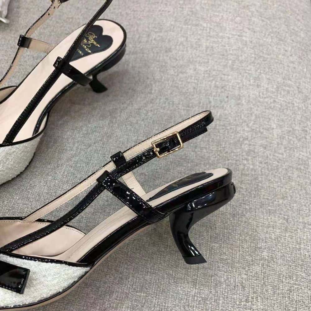 Roger Vivier Women Virgule Bow Slingback Pumps in Fabric-White - image 8