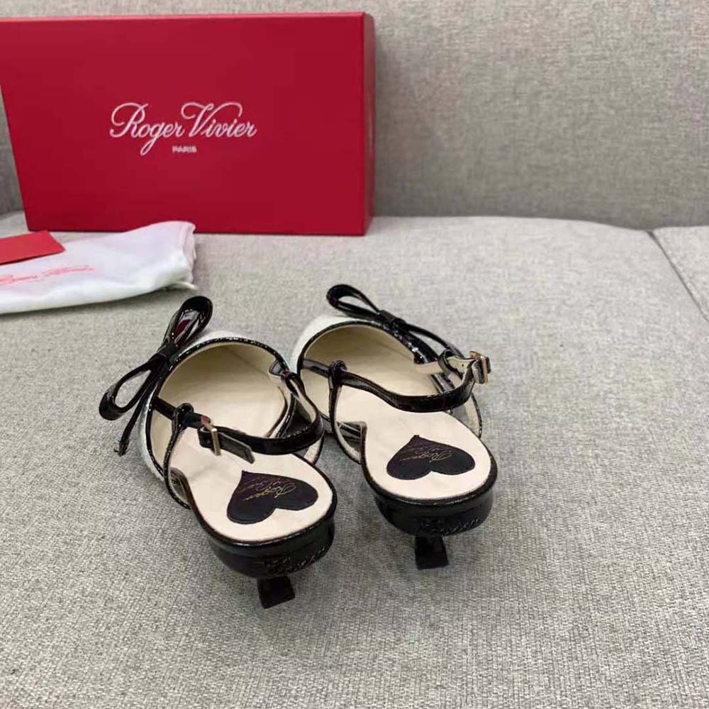 Roger Vivier Women Virgule Bow Slingback Pumps in Fabric-White - image 9