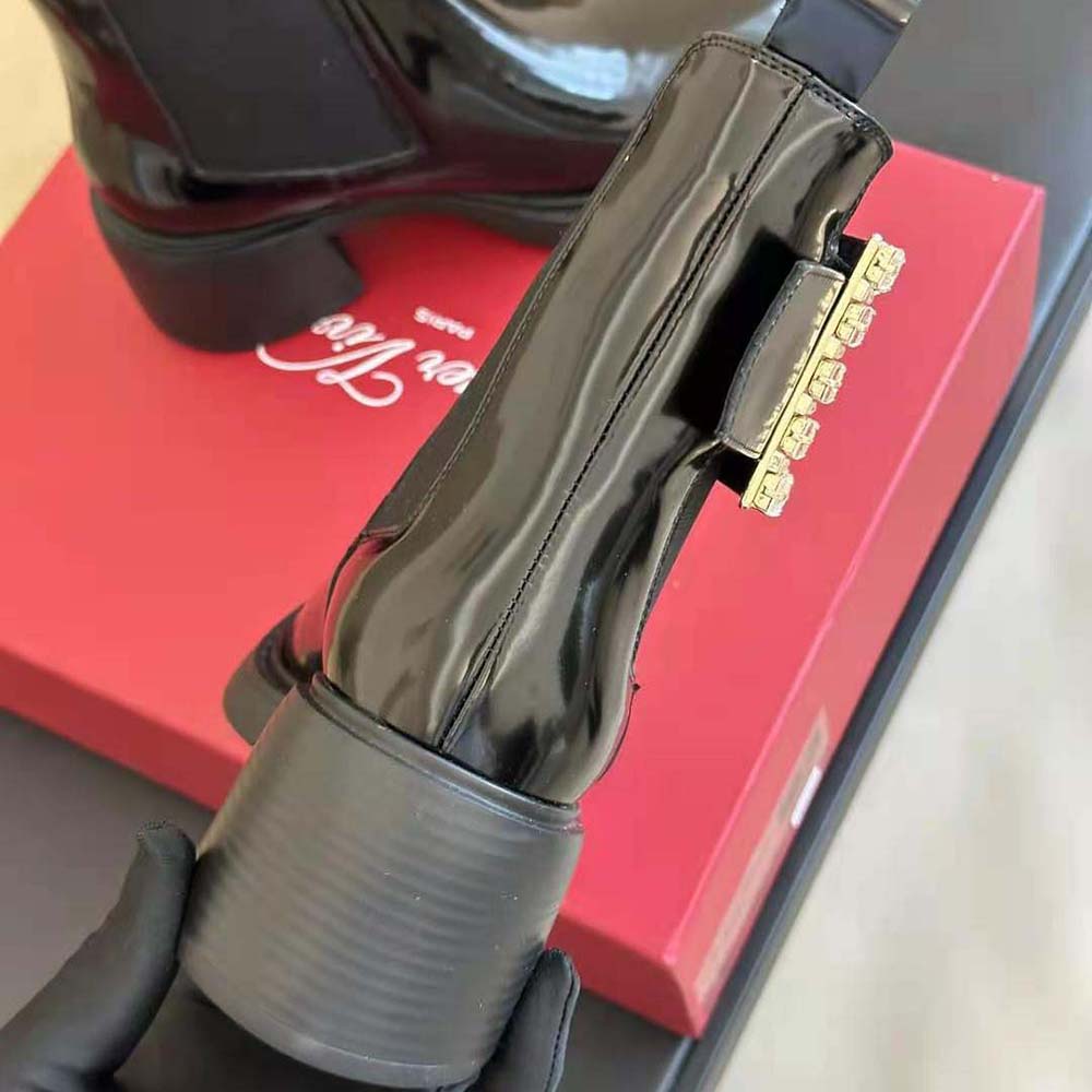 Roger Vivier Women Viv’ Rangers Strass Buckle Chelsea Ankle Boots in Patent Leather - image 9
