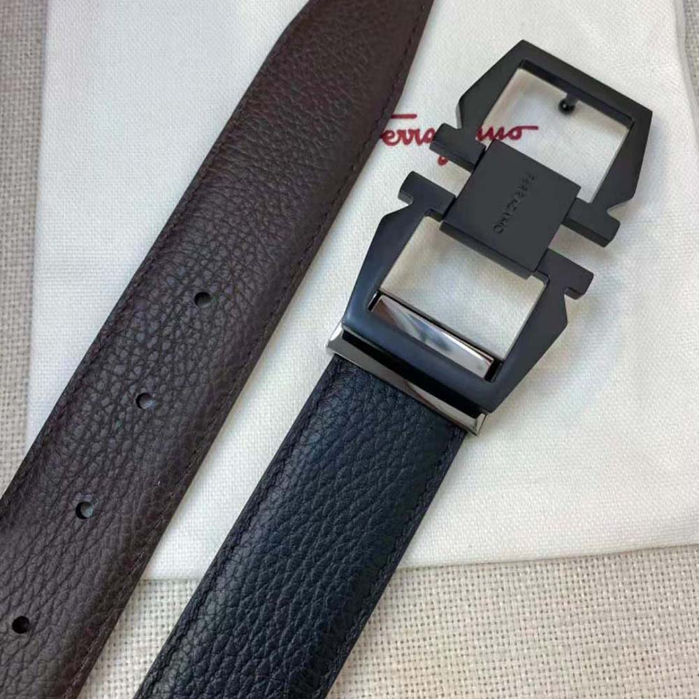 Salvatore Ferragamo Men Reversible and Adjustable Gancini Belt-Black - image 6