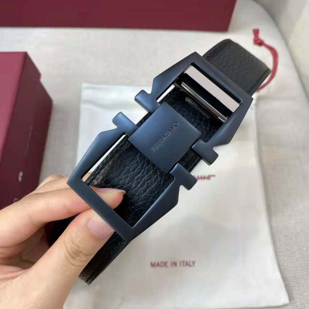 Salvatore Ferragamo Men Reversible and Adjustable Gancini Belt-Black - image 4