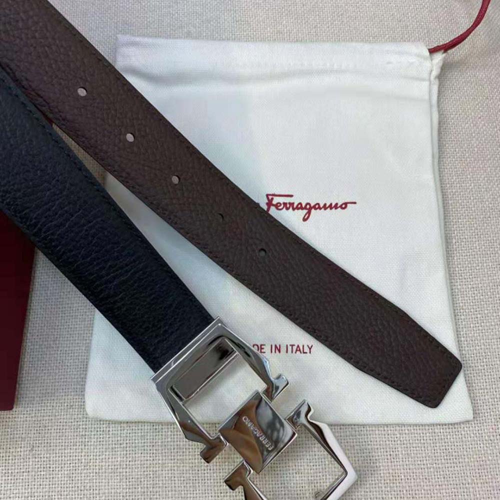 Salvatore Ferragamo Men Reversible and Adjustable Gancini Belt-Silver - image 7