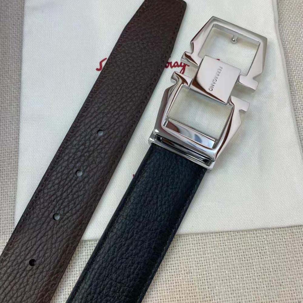 Salvatore Ferragamo Men Reversible and Adjustable Gancini Belt-Silver - image 5