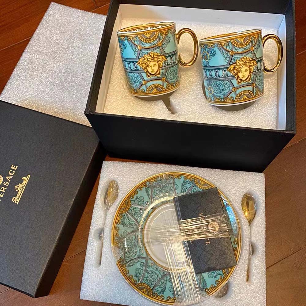 Versace Unisex Scala Del Palazzo Verde Mug-Blue - image 6