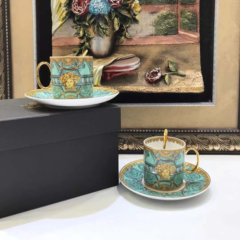 Versace Unisex Scala Del Palazzo Verde Mug-Blue - image 5