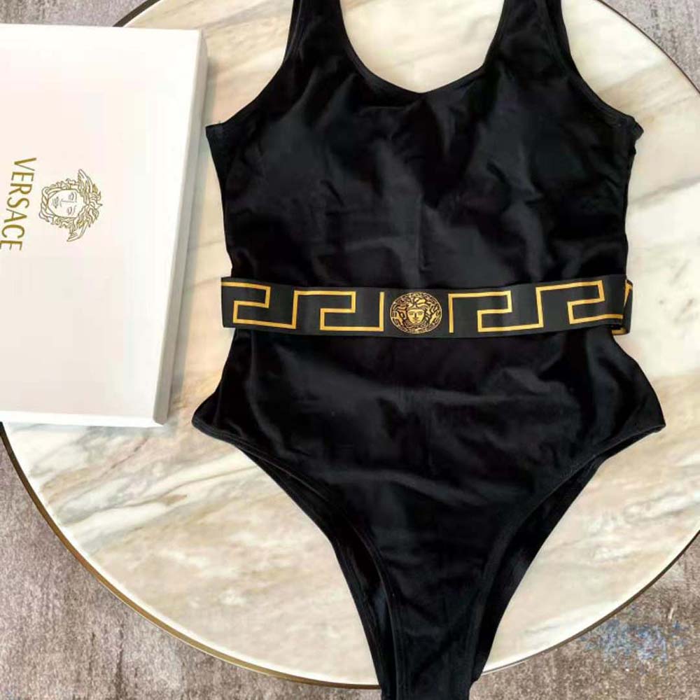 Versace Women Greca Border One-piece Swimsuit-Black - image 6