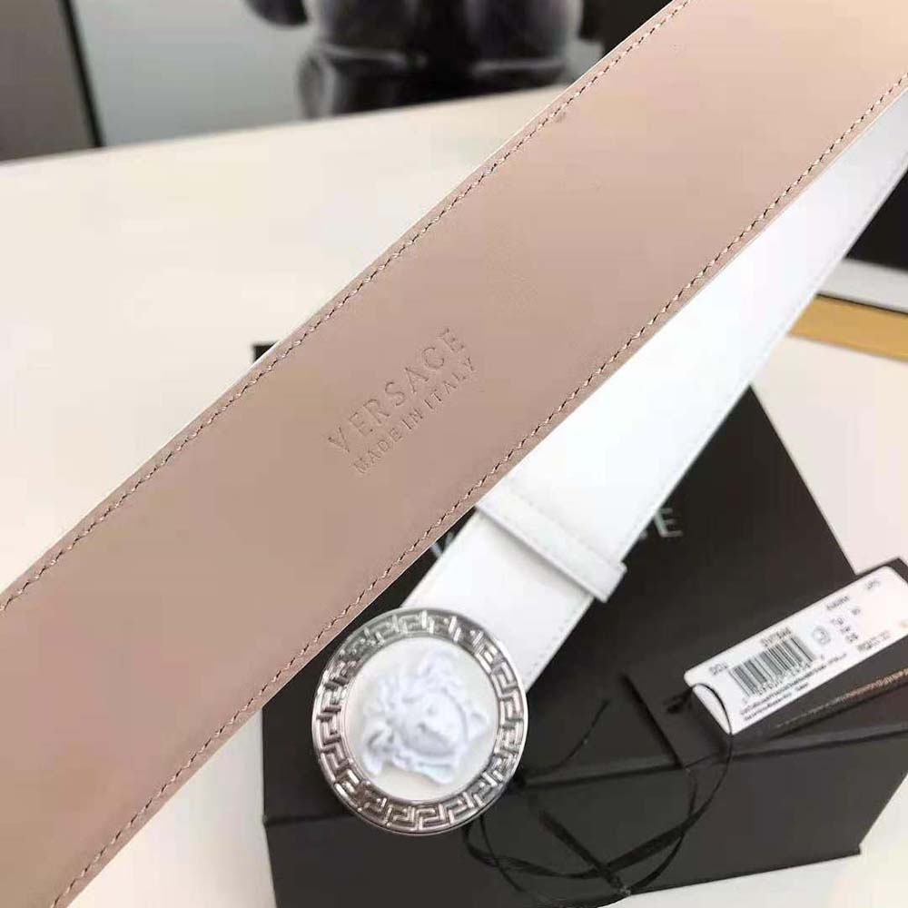 Versace Men Medusa Biggie Reversible Leather Belt-White - image 6