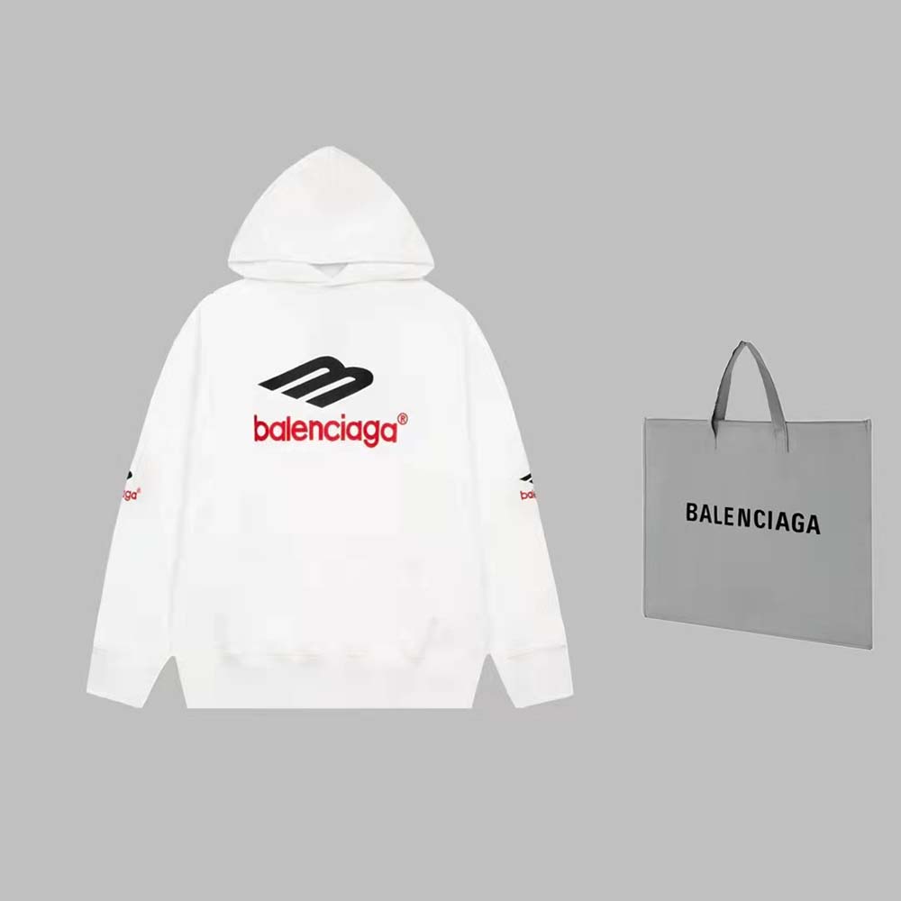 Close-up of signature logo embroidery on Balenciaga Women 3B Sports Icon Hoodie