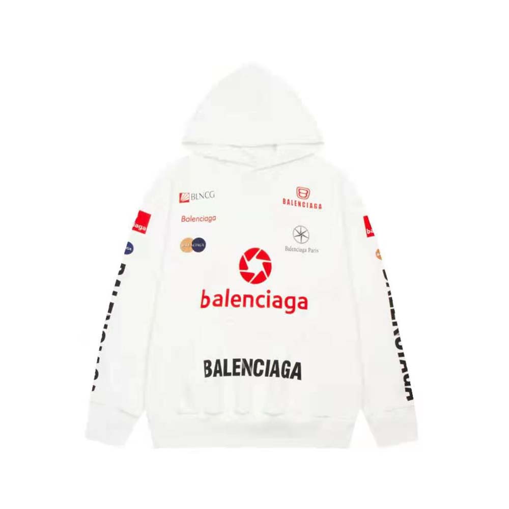 Side angle showing relaxed fit of Balenciaga Women Top League Hoodie