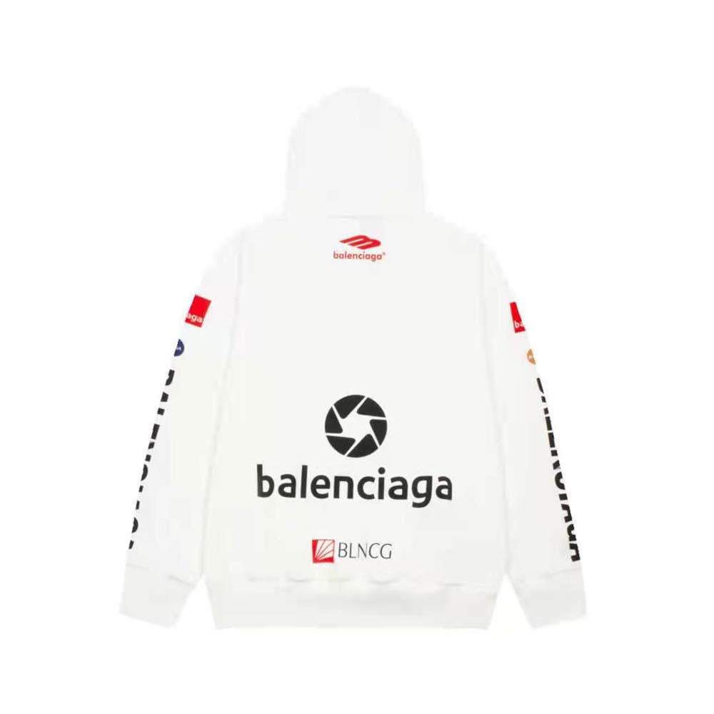 Balenciaga Women Top League Hoodie Oversized in White - image 4