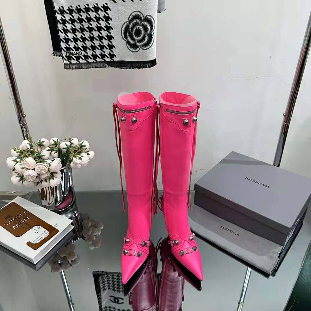 Close-up of zip and silver-tone hardware on Balenciaga Cagole boot