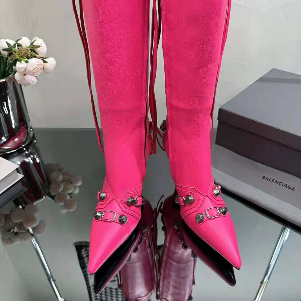 Balenciaga Women Cagole 90mm Boot in Pink Arena Lambskin - image 10