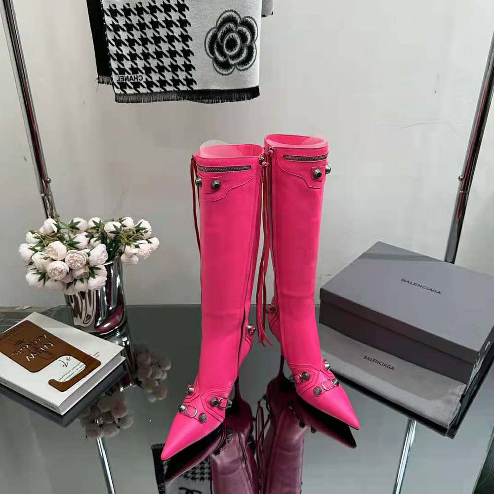 Balenciaga Women Cagole 90mm Boot in Pink Arena Lambskin - image 6
