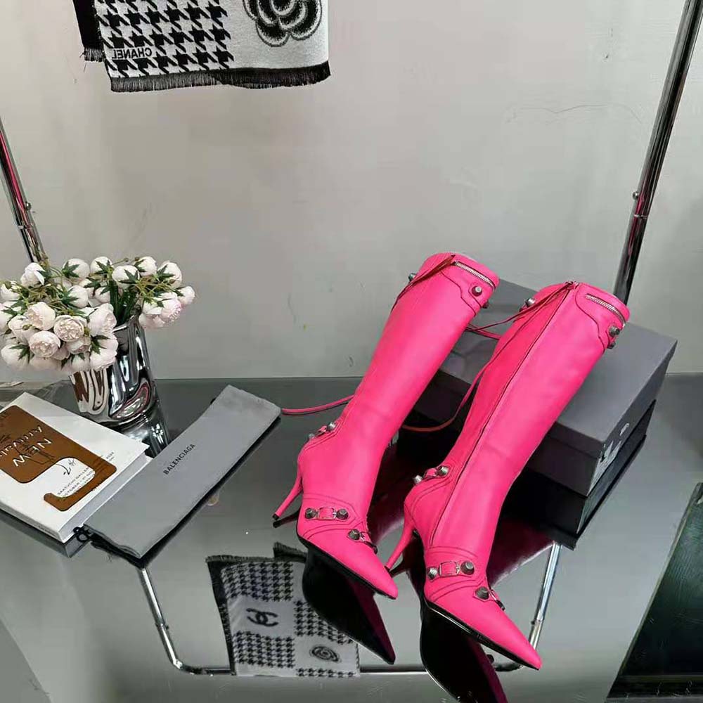 Balenciaga Women Cagole 90mm Boot in Pink Arena Lambskin - image 8