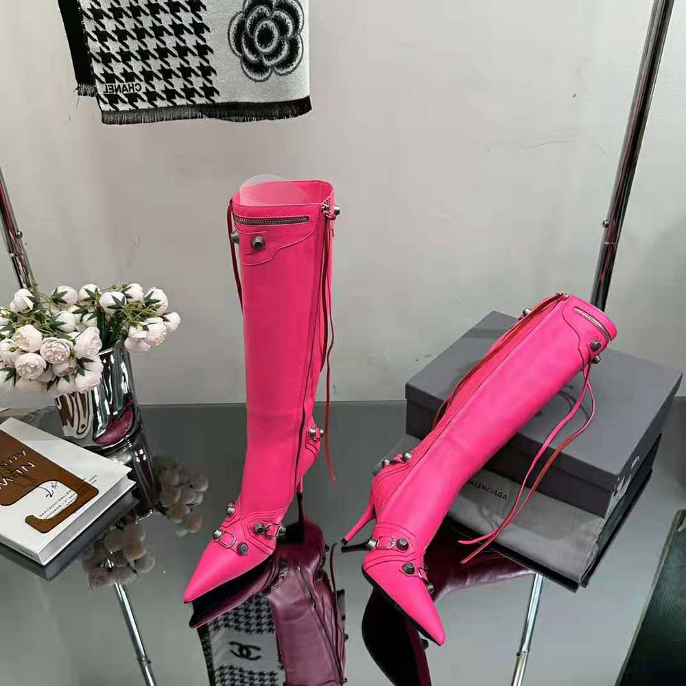 Balenciaga Women Cagole 90mm Boot in Pink Arena Lambskin - image 7