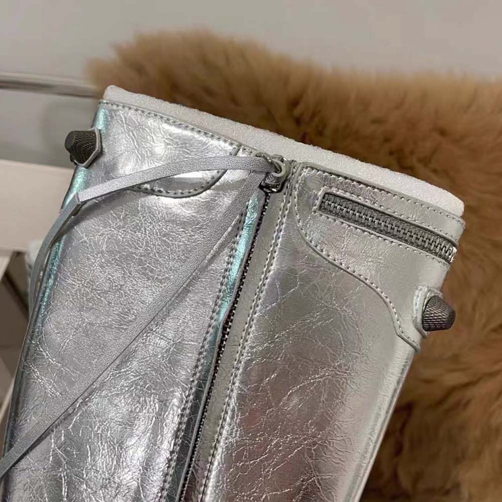Balenciaga Women Cagole 90mm Boot in Silver Mmetallized Arena Lambskin - image 7