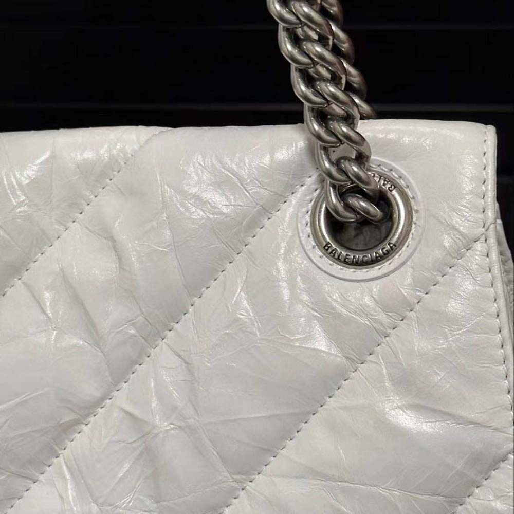 Balenciaga Women Crush Medium Chain Bag Quilted in White - image 4