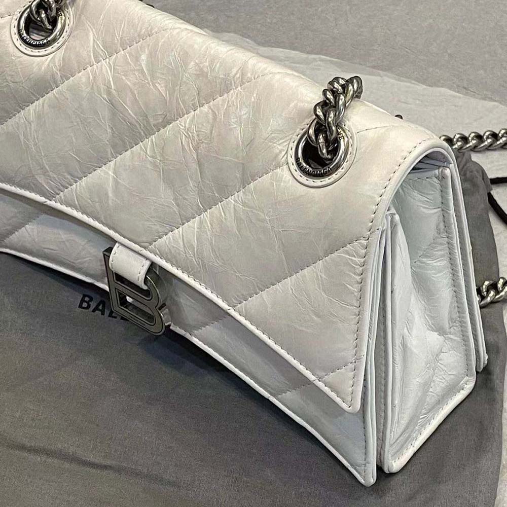 Balenciaga Women Crush XS Chain Bag Quilted in Optic White - image 6