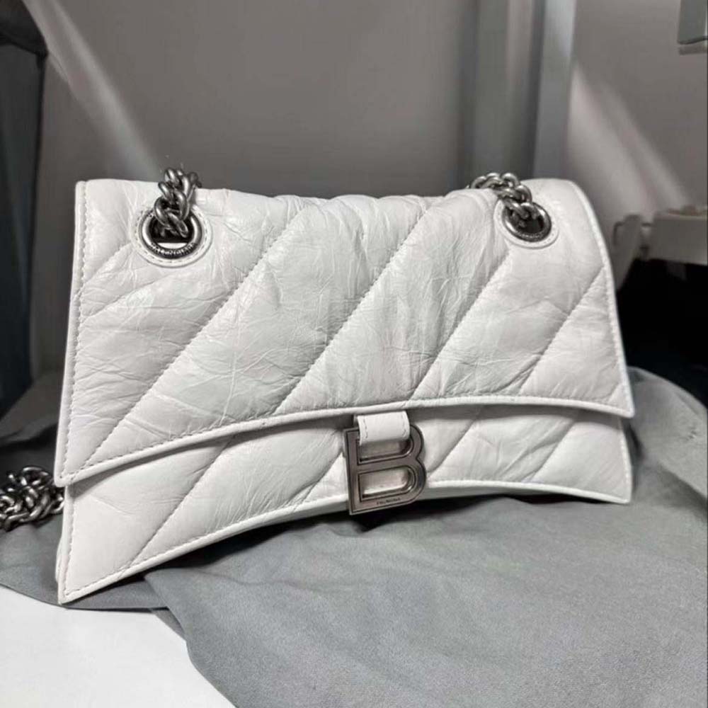 Balenciaga Women Crush XS Chain Bag Quilted in Optic White - image 4