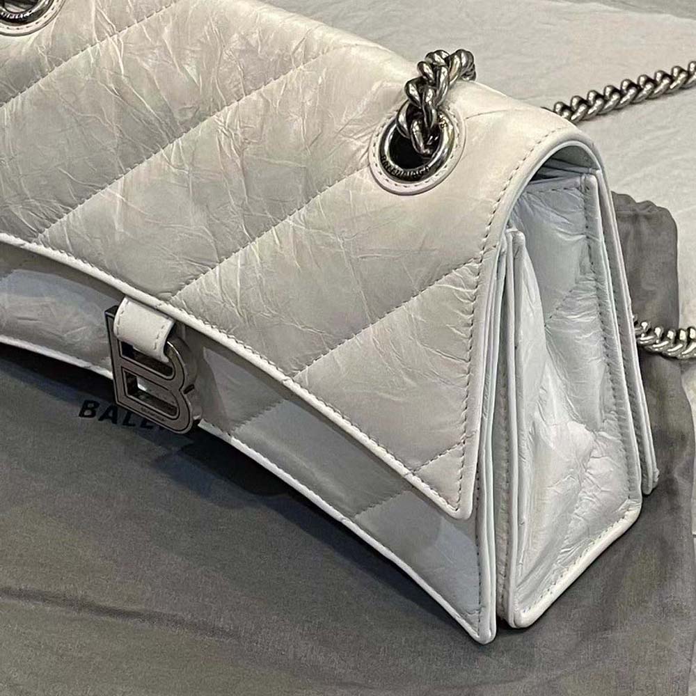 Balenciaga Women Crush XS Chain Bag Quilted in Optic White - image 8