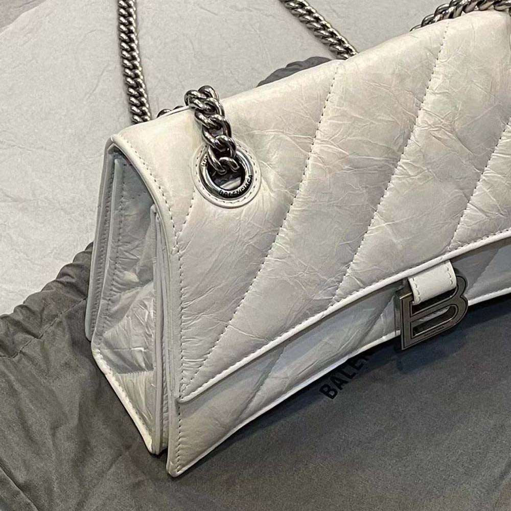 Balenciaga Women Crush XS Chain Bag Quilted in Optic White - image 5