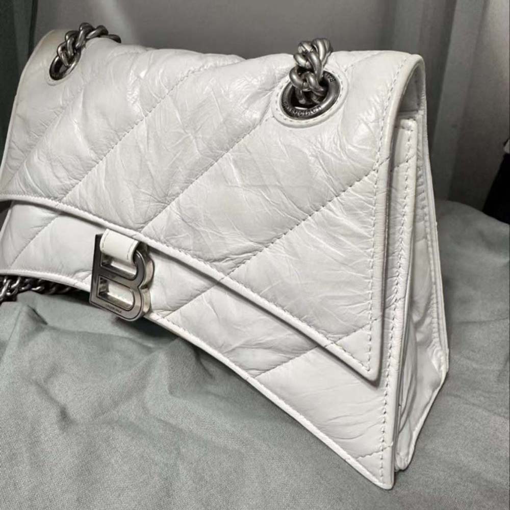 Balenciaga Women Crush XS Chain Bag Quilted in Optic White - image 7