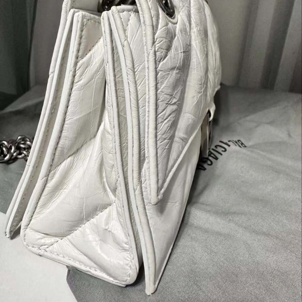 Balenciaga Women Crush XS Chain Bag Quilted in Optic White - image 9