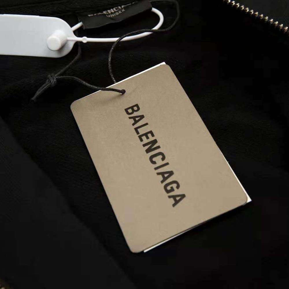 Balenciaga Women Heavy Metal Zip-Up Hoodie Small Fit in Black Curly Fleece - image 8