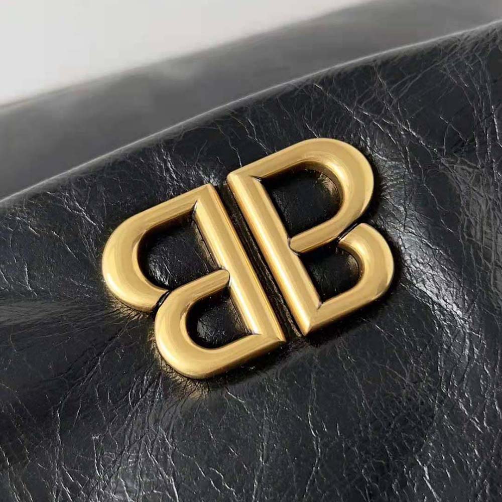Balenciaga Women Monaco Large Chain Bag in Black Arena Calfskin - image 7