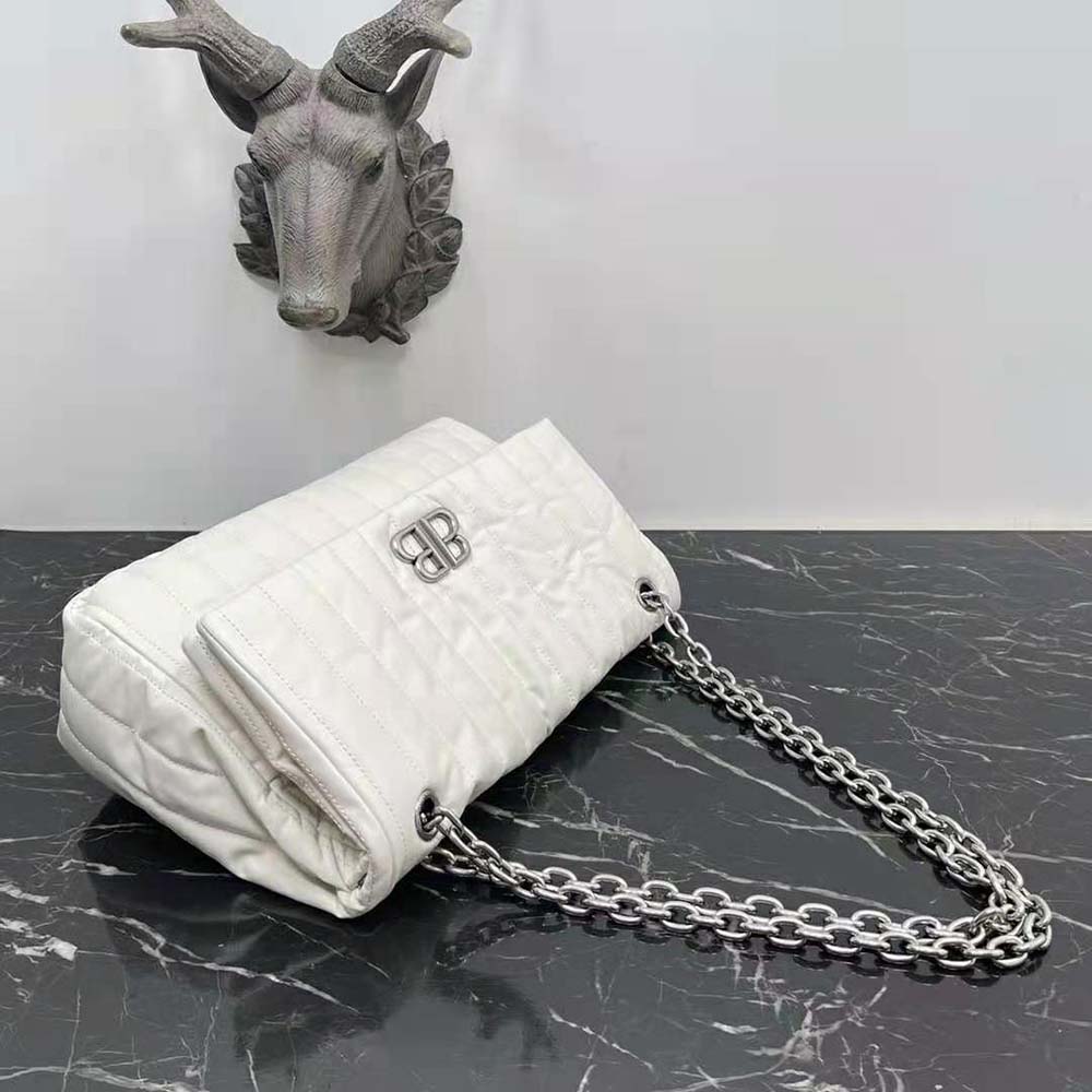 Balenciaga Women Monaco Medium Chain Bag Quilted in off White - image 6