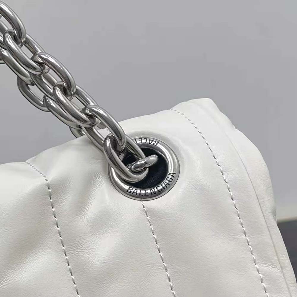 Balenciaga Women Monaco Medium Chain Bag Quilted in off White - image 9