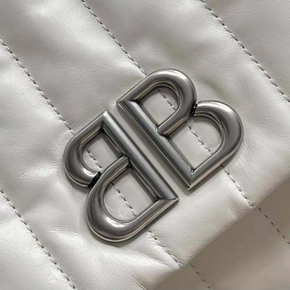Balenciaga Women Monaco Medium Chain Bag Quilted in off White - image 8
