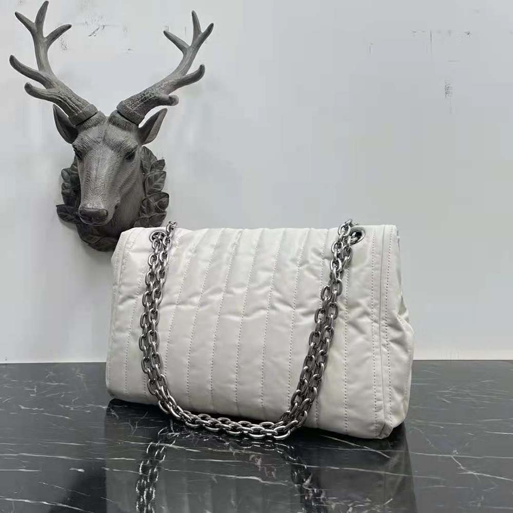 Balenciaga Women Monaco Medium Chain Bag Quilted in off White - image 5
