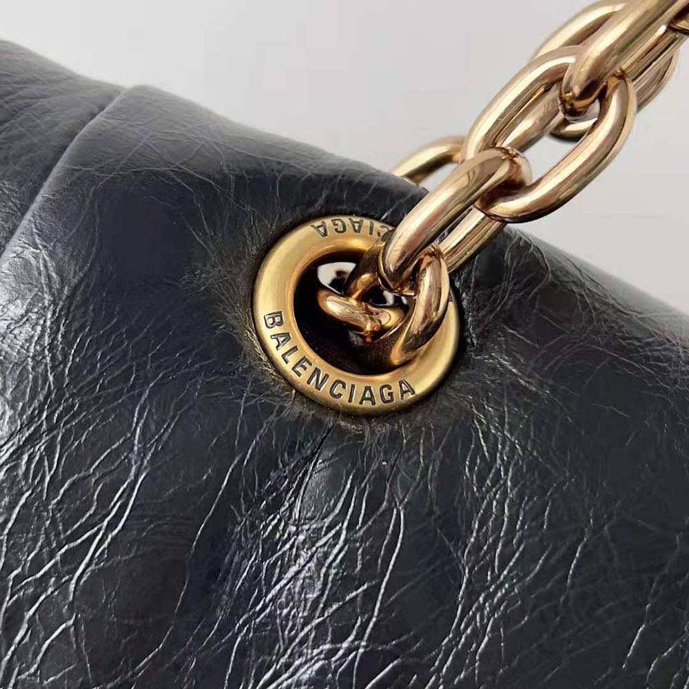 Balenciaga Women Monaco Medium Chain Bag in Black Arena Calfskin - image 6