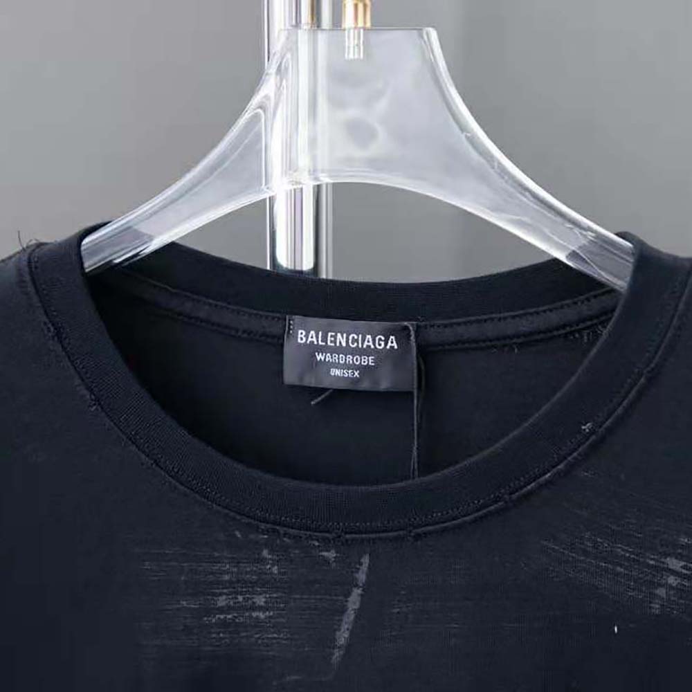 Balenciaga Men Paris Moon Upside Down Long Sleeve T-Shirt Oversized in Black Faded - image 6