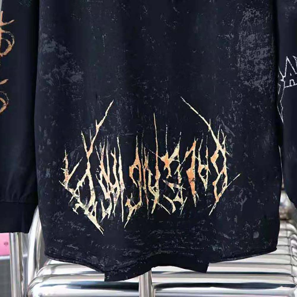 Balenciaga Men Paris Moon Upside Down Long Sleeve T-Shirt Oversized in Black Faded - image 9
