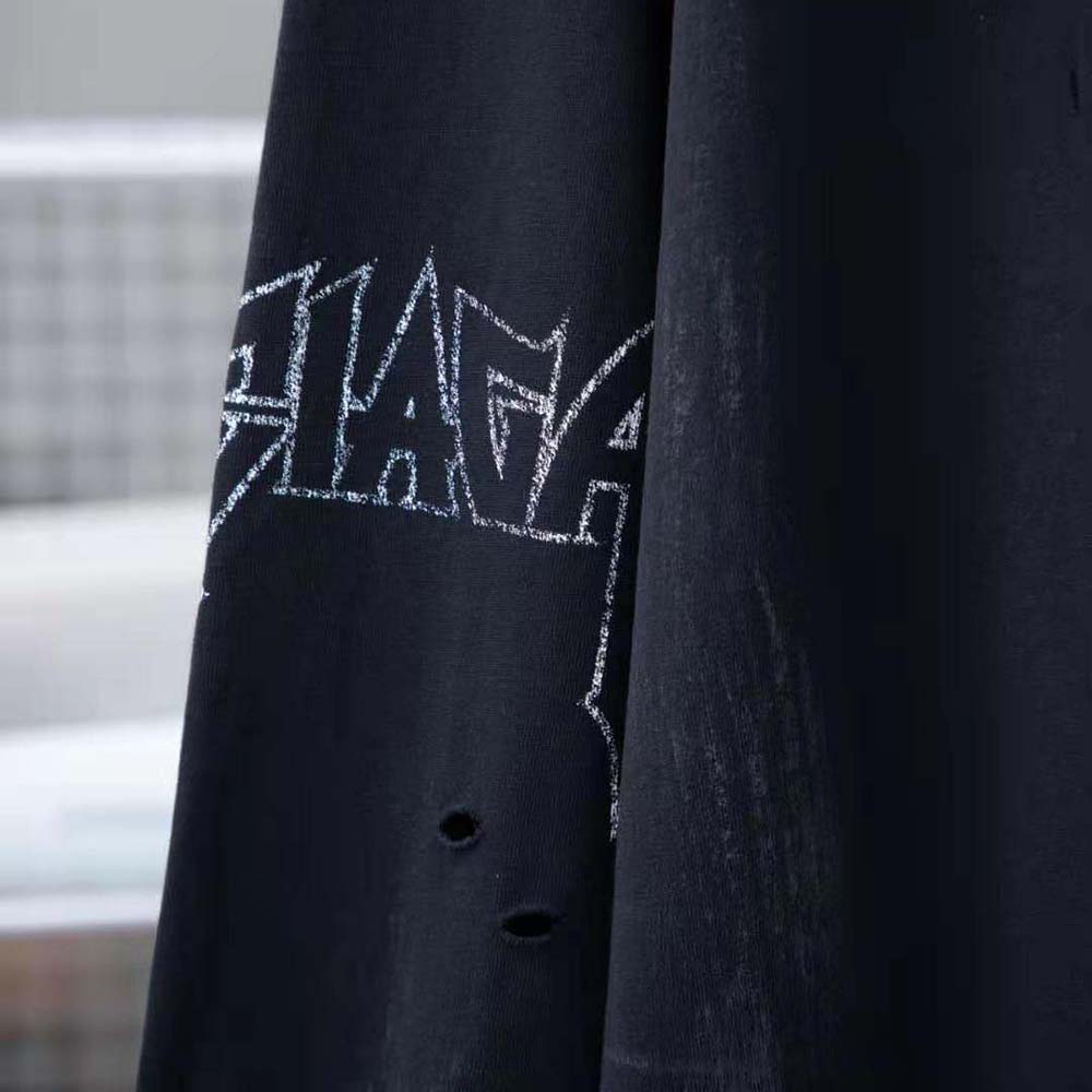 Balenciaga Men Paris Moon Upside Down Long Sleeve T-Shirt Oversized in Black Faded - image 8