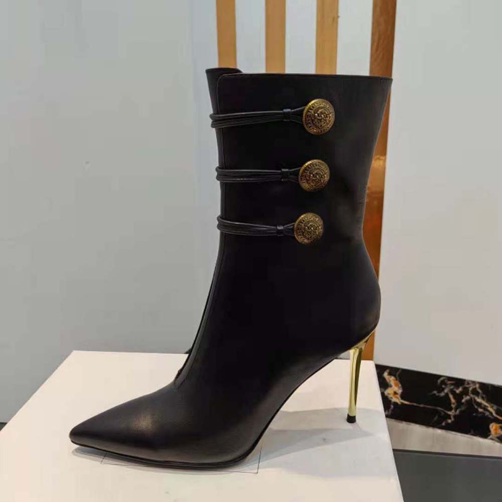 Balmain Women Alma Leather Ankle Boots in Smooth Leather-Black - image 6