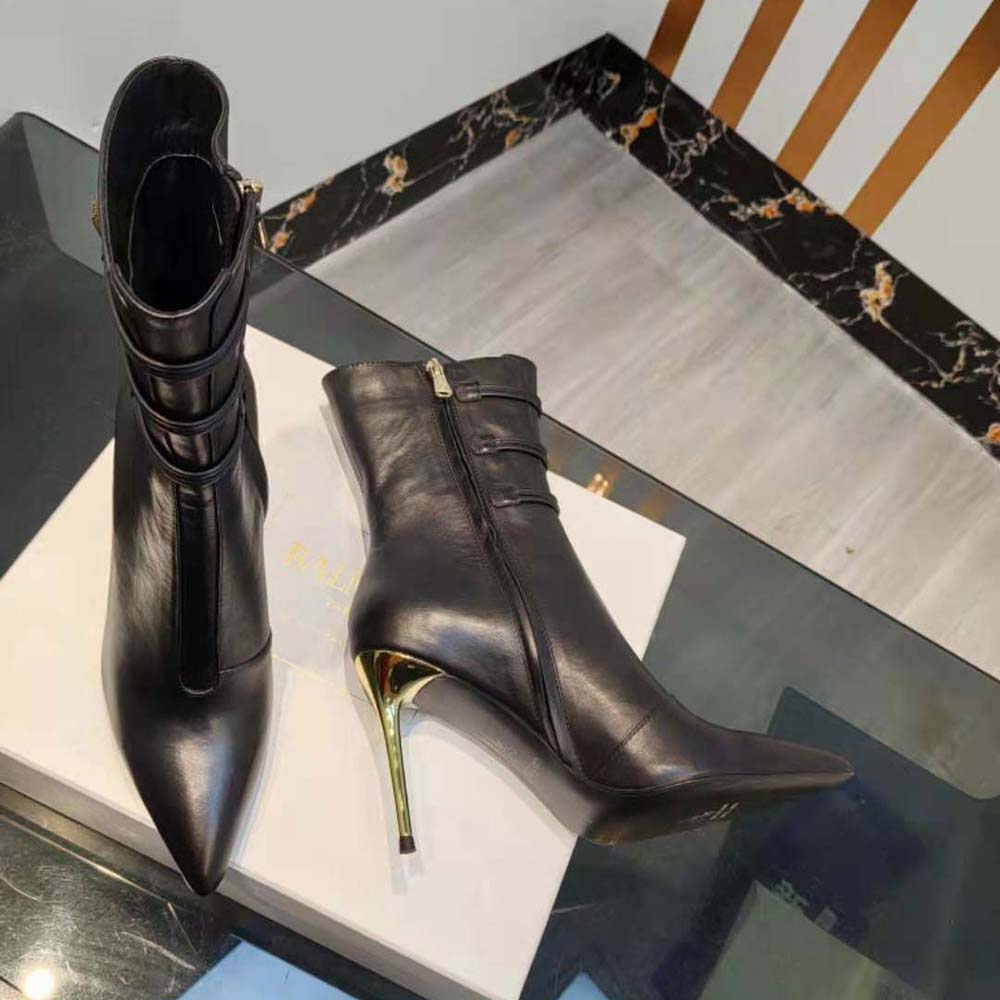 Balmain Women Alma Leather Ankle Boots in Smooth Leather-Black - image 5