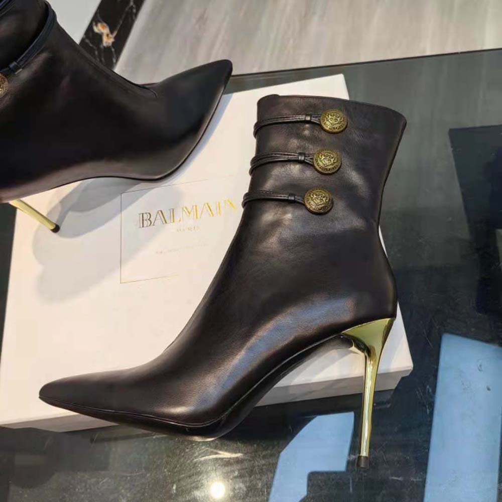 Balmain Women Alma Leather Ankle Boots in Smooth Leather-Black - image 8