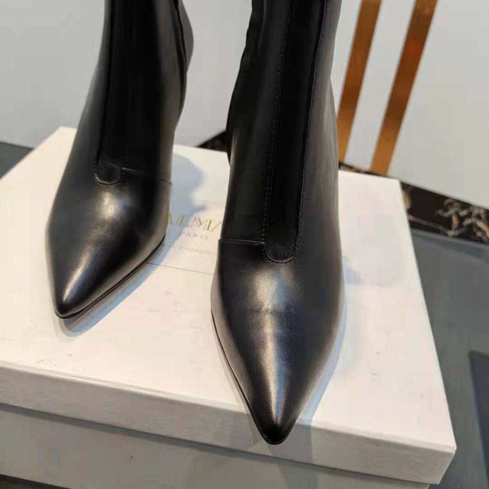 Balmain Women Alma Leather Ankle Boots in Smooth Leather-Black - image 7