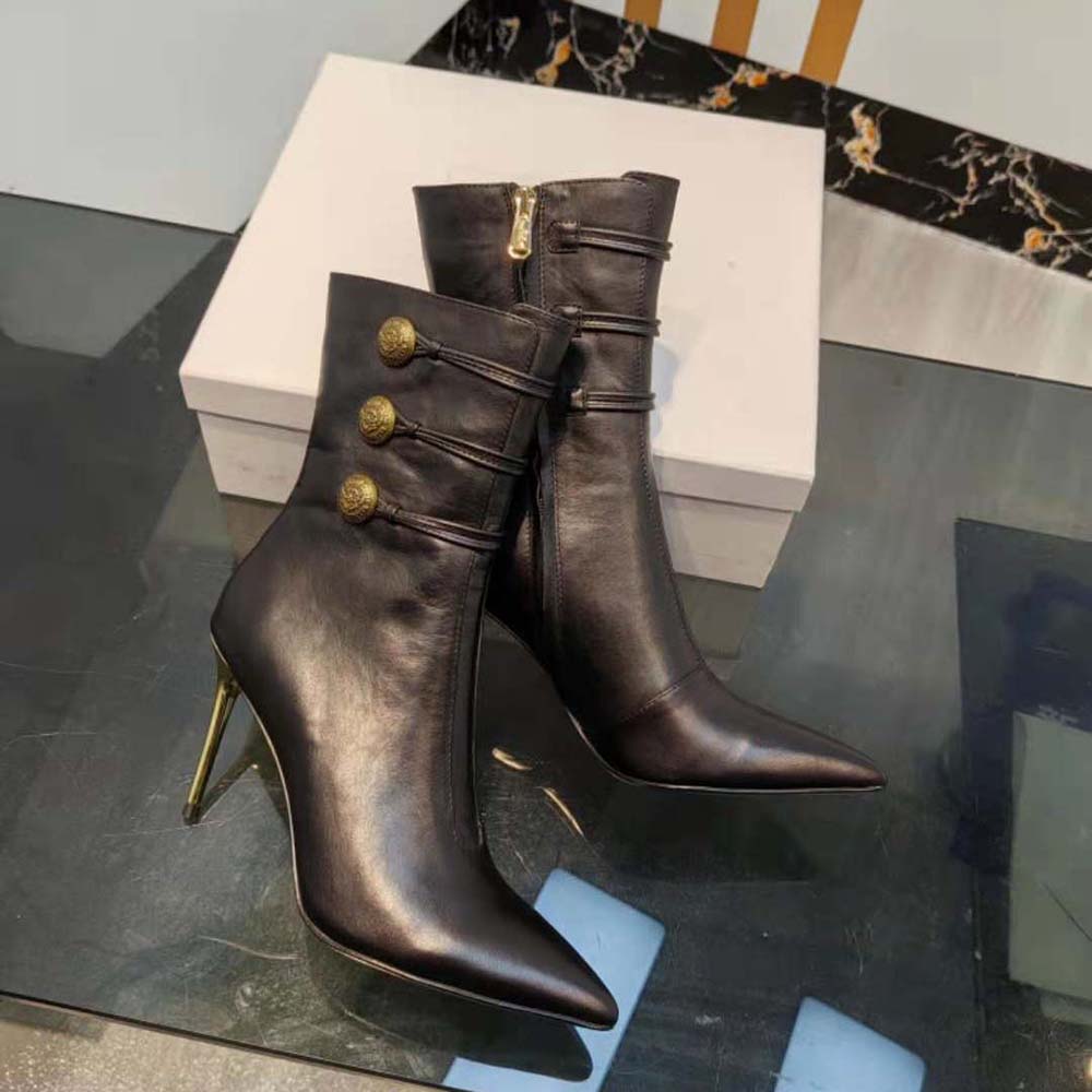 Balmain Women Alma Leather Ankle Boots in Smooth Leather-Black - image 4