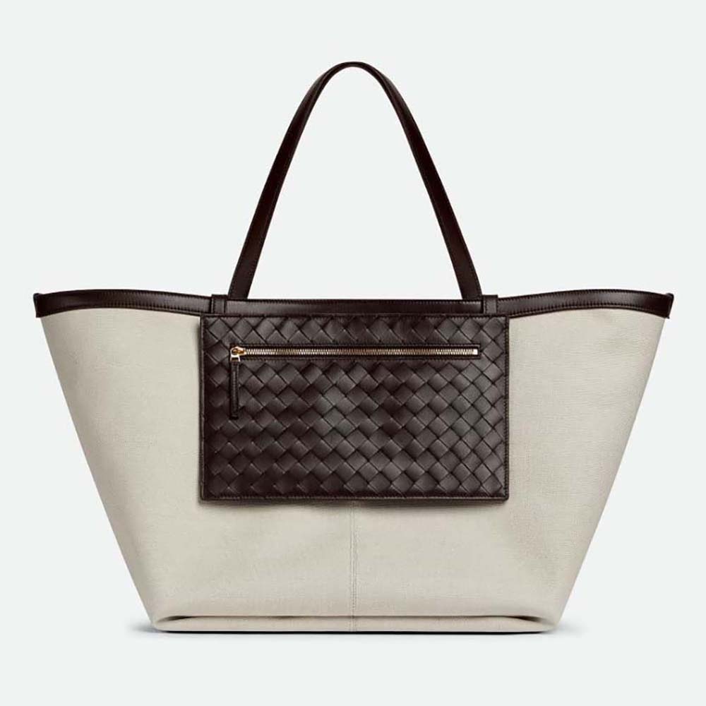 Front view of Bottega Veneta Women Large Flip Flap in white leather