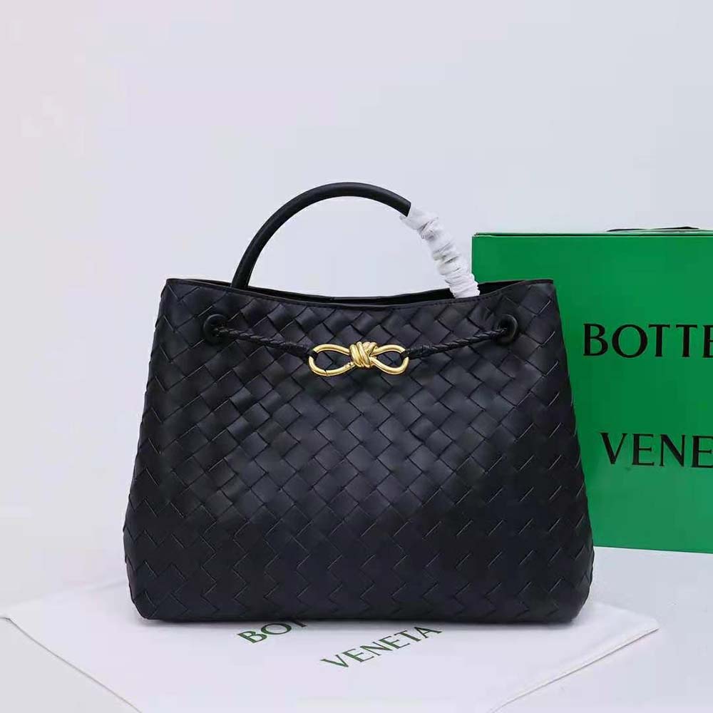 Close-up of gold-tone hardware on Bottega Veneta Women Medium Andiamo bag